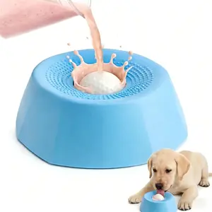Slow feeder for dogs and cats with non-slip base interactive rolling ball licking mat for liquid treats durable pet bowl puzzle toys easy to clean anxiety relief promotes digestion tongue and teeth cleaning Spin-to-Eat outdoorfun