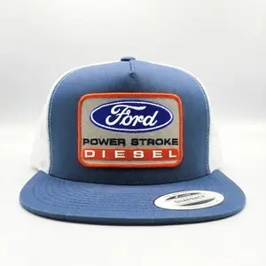 Ford Power Stroke Diesel Trucker Hat | Navy/White Snapback Cap | Embroidered Patch Mesh Back Adjustable Hat for Men & Women | Stylish Gift for Ford Fans