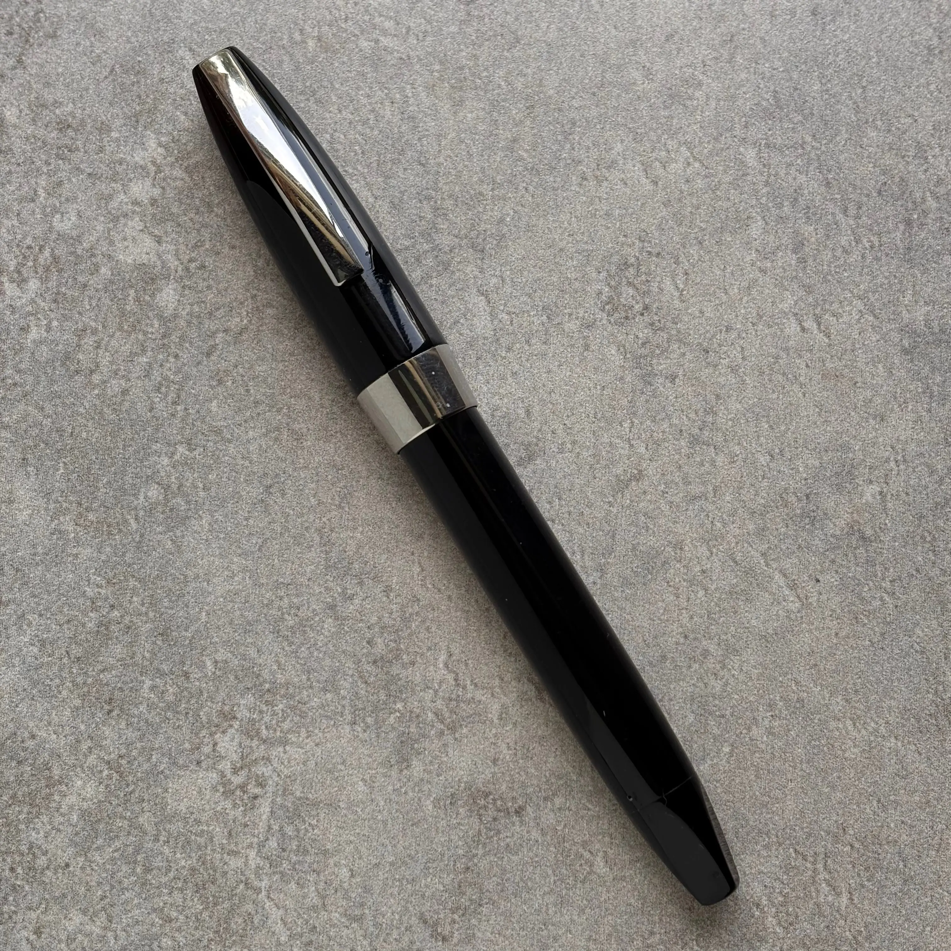 Sheaffer PFM I, Black with Chrome Trim, Fully Restored, PdAg Inlaid Nib
