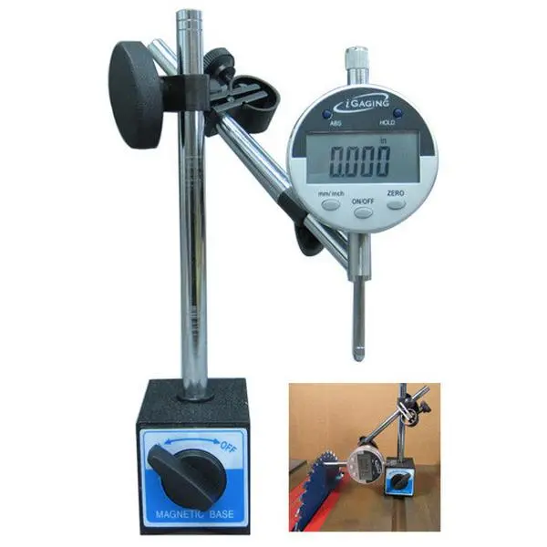 iGaging Digital Precision Hand Measuring Tool, 3 Reading Functions, 3/8"-Stem, LCD Display, V-Groove Magnetic Base, Lug Back & 3/8" Stem Mountings, Auto Off, +/-0.001" Accuracy, ABS Reading, Extra Battery Included for Tools & Hardware Use
