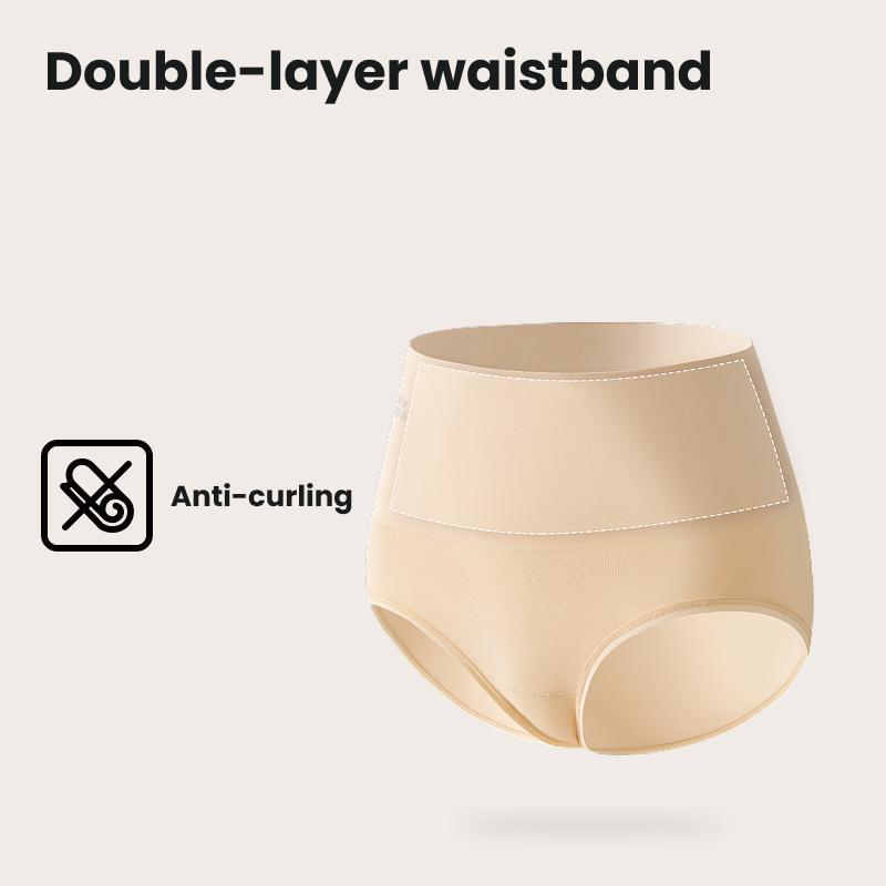 BodyTips 2PCS Spandex High Waisted Panty Light Tummy Control Double Waistband No Rolling Seamless Comfort Full Coverage Design Smooth Fit Underwear Popular Shaping Panties Versatile Briefs For Daily Wear Work Office Home Lounge Casual Outfit All Day Use