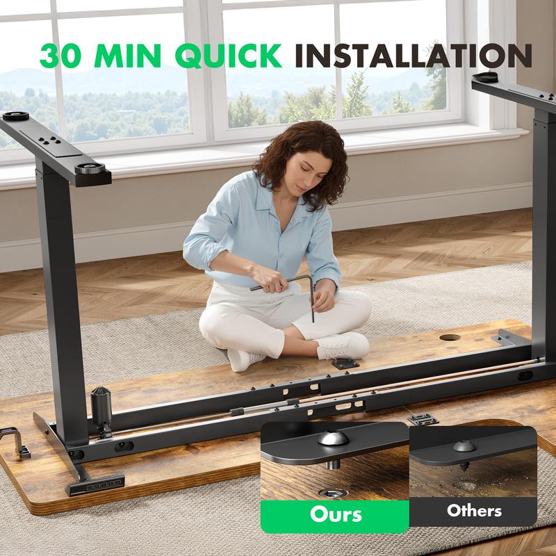 63" L-Shaped Electric Standing Desk with Ergonomic Monitor Shelf & Memory Controller for Home Office & Gaming Workstation