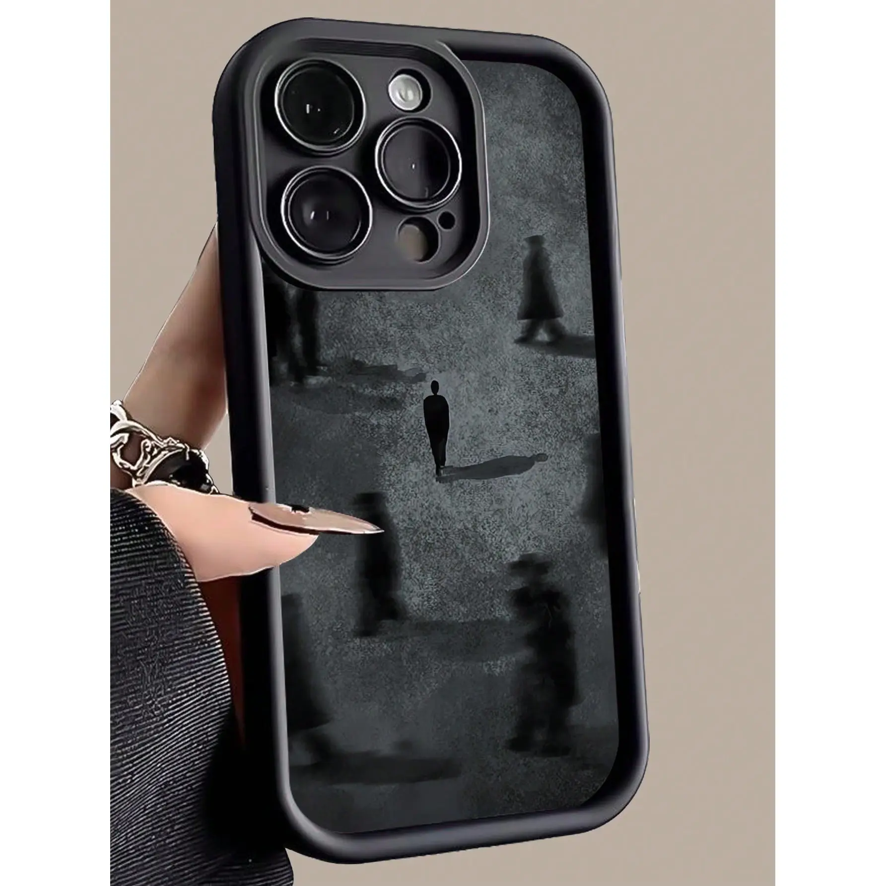 Artistic Blurred Silhouette 2D Printing Black Bamboo Soft TPU Silicone Smartphone Case - Non-Slip, Drop-Proof, Shock-Resistant, Waterproof, Camera Protector for iPhone 17 Pro Max,16,16e,15,14 Plus,13,12 Mini,11,Air,X,XS - Valentine's Day Gift Accessory, A