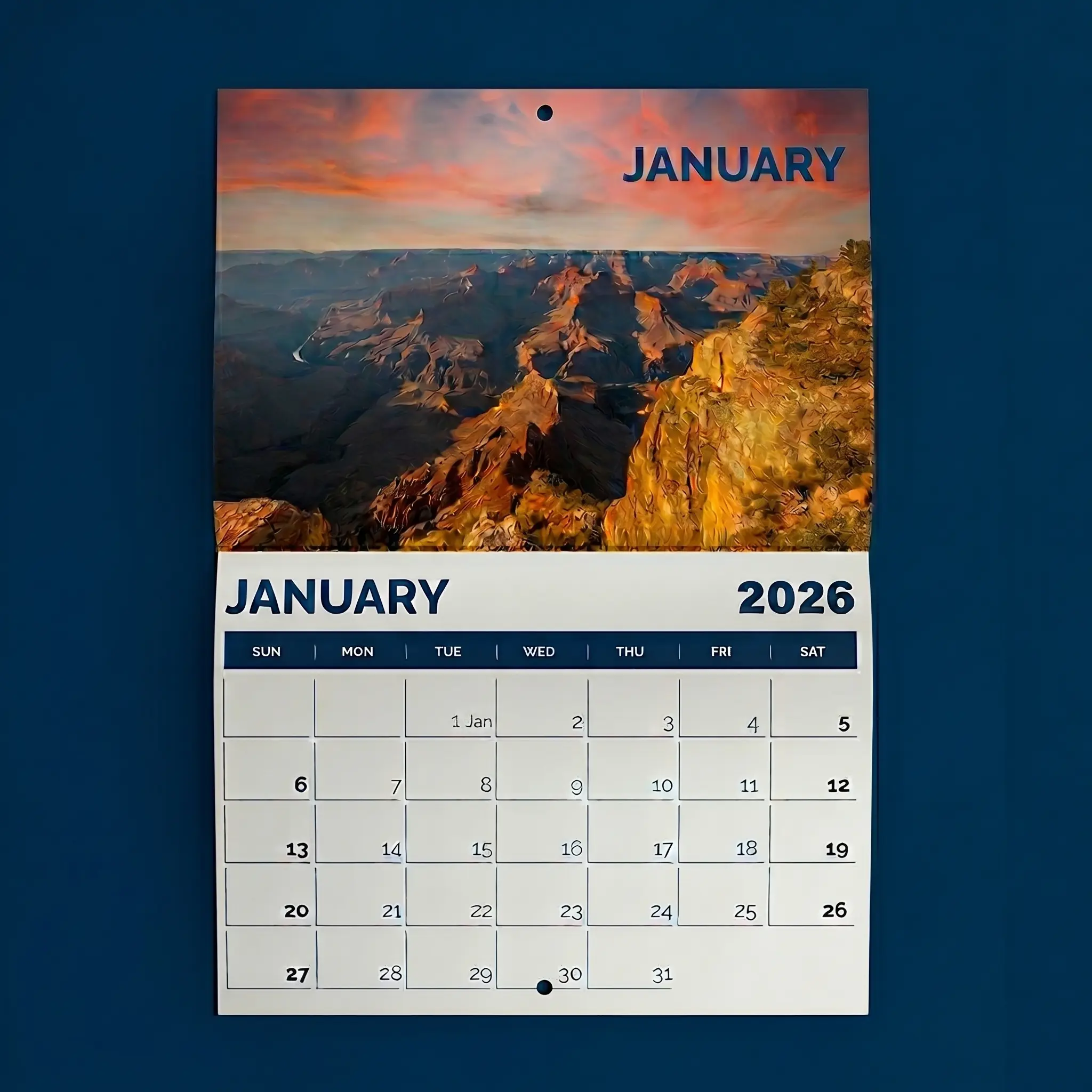 Custom 12x9 Wall Calendar Printing | Premium Saddle Stitched