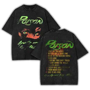 Vintage Poison band t shirts Washed Tee, vintage clothing Rock Band, Oversize Streetwear Heavy Cotton Top, Unisex Alternative Metal Concert grunge clothes Apparel Pieces Menswear Soft