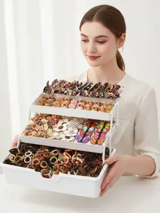 200/1128/1129pcs -Maillard color hair accessories, Capybara girls' hair accessory set, with storage box, includes hair clips, Barrettes, hair ties, elastic bands, bow and flower clips, suitable for girls' daily wear, holiday party styling, and as a gift