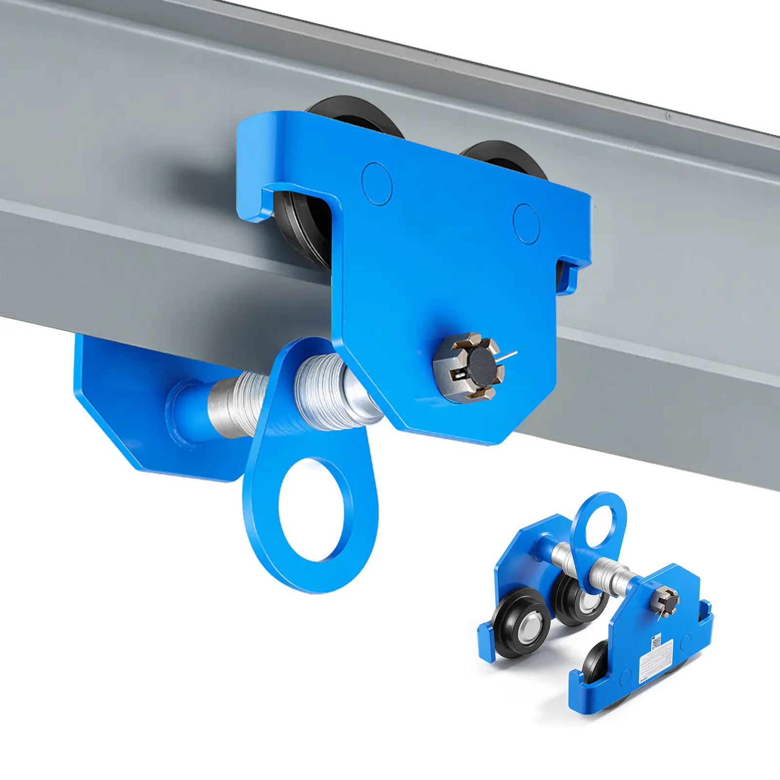 VEVOR Manual Trolley, 6600 lbs/3 Ton Load Capacity, Push Beam Trolley with Dual Wheels, Adjustable for I-Beam Flange Width 2.5" to 8", Heavy Duty Carbon Steel Garage Hoist for Straight & Curved I Beam#BacktoSchool