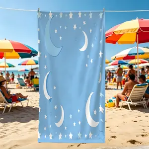 1Pcs Star And Moon Print Beach Towel, Multiple Styles, Quick Dry Absorbent Microfiber, Lightweight And Sand-Resistant, Suitable For Pool And Beach, Suitable For All People, Perfect Gift Choice