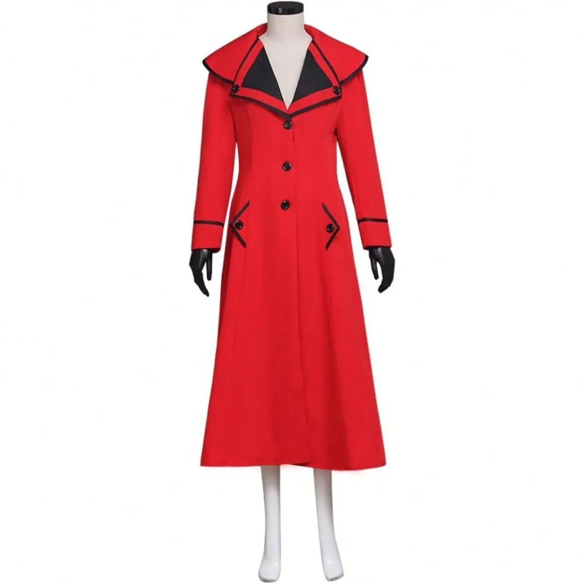 Women's Red Polyester Comfortable Fairy Mary Nanny Coat - Matching Elegance Magical Charm Imaginative Play Costume Accessories, Tailored Coat, Dress, Clothes, Fabric, Elegant, Hip