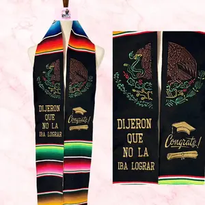Class of 2026 Mexican Roots Stole with Colorful Stripes & Text, Ideal for Mexican Heritage Celebrations