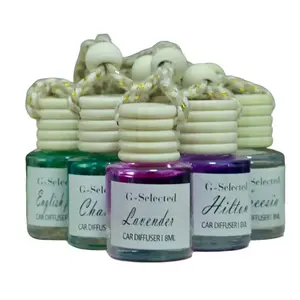 6Pcs Hanging Car Air Freshener, 8ml Car Hanging Diffuser,Empty Glass Perfume Bottles Oil Diffuser Perfume Aromatherapy Pendant Bottle,Air Freshener Diffuser Bottle Pendant Air Diffuser Disposable