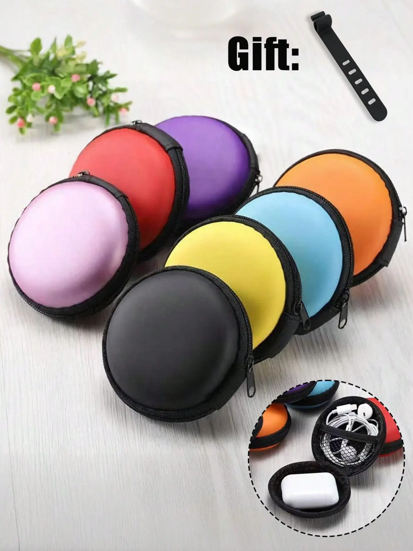 Hard Shell Audio Headphone & Data Line Storage Box with Cable Ties, Portable Versatile Camera Case for Travel, Anti-Drop Scratch-Resistant