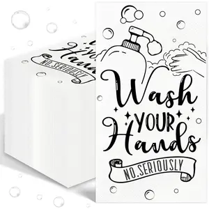 100 count Disposable Hand Towels for Bathroom Paper Towels for Guests 3 Ply Wash Your Hands Bathroom Etiquette Guest Napkins for  Room Wedding Birthday Holiday Anniversary, Black White