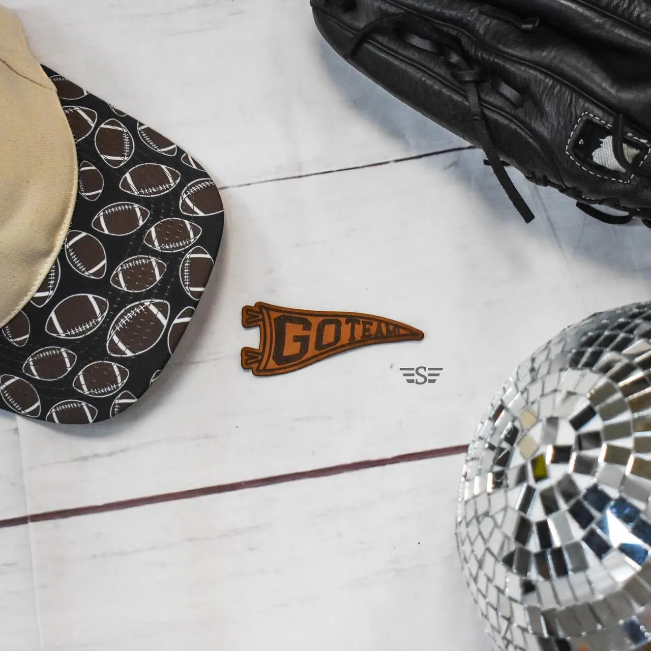 Go Team Flag Leather Pennant Patch (Patch Only)