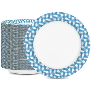 Ginkgo Paper Plates 8.5 inch Bulk 150 Count, Heavy Duty Thickened Disposable Plates for Party, Wedding, Dinner, Kitchen, Picnic