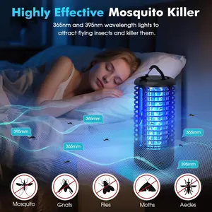 Mosquito Killer, Bug Zapper, Portable Electric Fly Trap for Indoor & Outdoor, Camping, Patio, Garden, Kitchen, and Porch (Black)