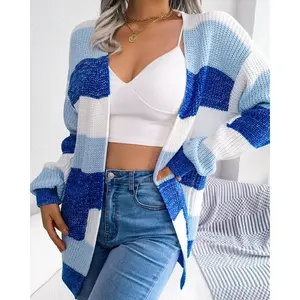 Plaid Lantern-Sleeve Cardigan Jacket