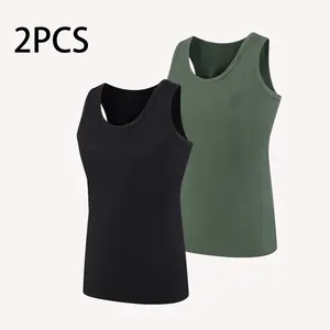 Unisex basic black ribbed tank top — summer stretchy slim-fit sleeveless T-shirt; versatile for layering or wearing alone