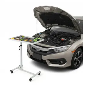 Adjustable Rolling Work Table Heavy Duty 220LBS Metal Frame Height Adjustable 35-51in 360° Swivel Casters Tool Tray for Garage Workshop Auto Repair