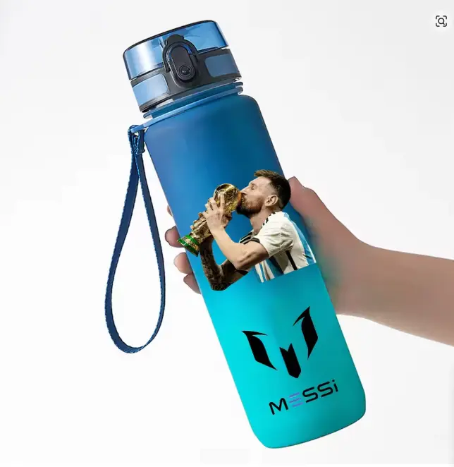 650ml M10 Blue PC Safe Portable Sports Outdoor Football Star Water Bottle Large Capacity Bottle Messi Fans Gifts