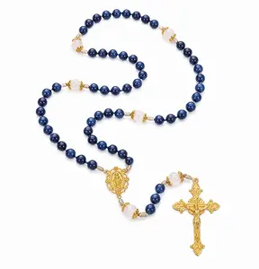 most pure immaculate blue saphire rosary with gold corpus