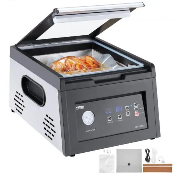 Vevor TSQSZKFKJ380TU5M1001V1 Chamber Vacuum Sealer - 380W Pump Power - Leakproof Vacuum Sealers for Wet Foods, Meat - Compact Design - 11.5 in. Sealing Width