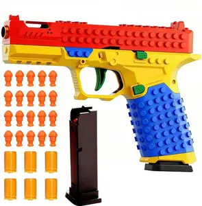 Internet Celebrity Festival Gift Essential Cool ToyGun-Tactical DIY Building Block Handle Set-Multiplayer Strategy Collaboration Outdoor Game Team Activities Shell Ejection ToyGun