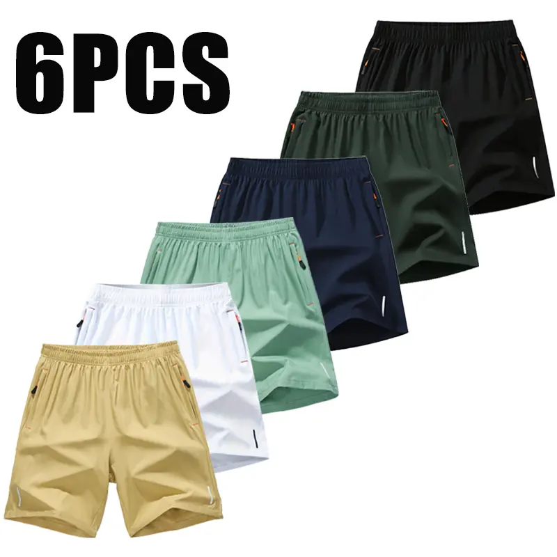 essential shorts，shorts for the summer，men shortMen’s zip pocket shorts, summer ice silk beach shorts, ice-feel quick-dry sports casual pants, lightweight basketball shorts, plus-size men’s clothing with reflective stripe design, menswear, plain trousers,