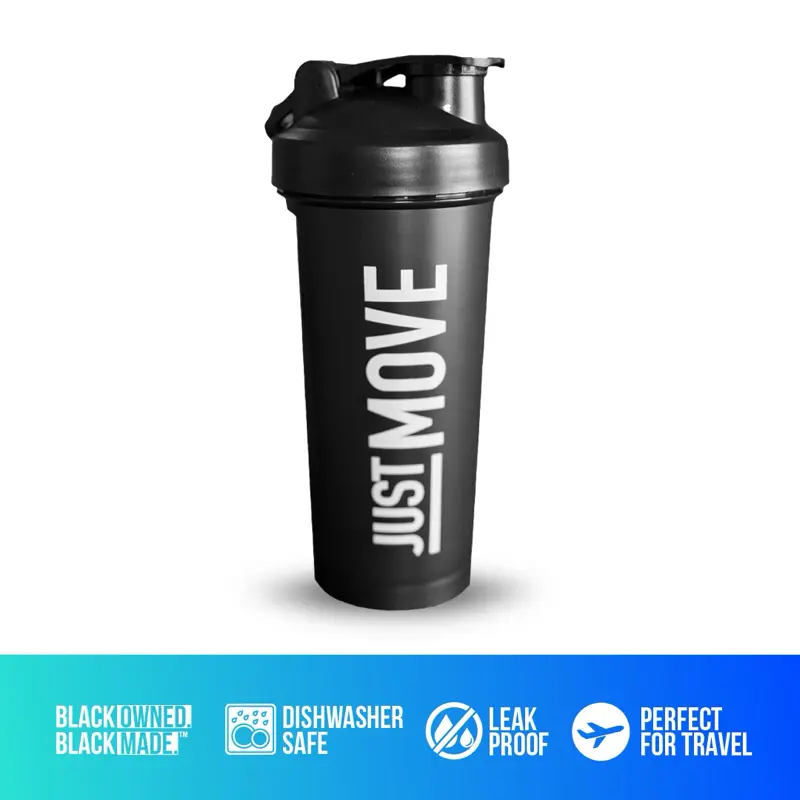 Just Move 20oz Leakproof BPA-Free Plastic Shaker Water Bottle - Portable Dishwasher-Safe Travel Cup, Twist-and-Shake Drinkware for Protein Enthusiasts' On-the-Go Protein Shakes & Smooth Drinks, Easy to Clean