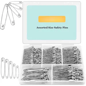 340 Pack Safety Pins Assorted, Small & Large Heavy Duty Safety Pins for Clothes Costume Sewing, 5 Different Sizes Nickel Plated Steel Pin Bulk, Crafts Art Supplies,