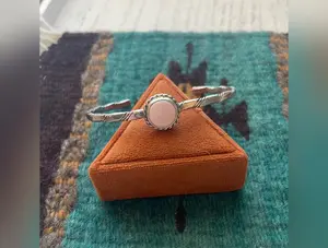 Navajo Pink Conch & Sterling Silver Adjustable Cuff Bracelet