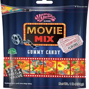 Halal YumyYumy Movie Mix Gummies - Assorted Flavors, Resealable Bag, 14oz (397g)