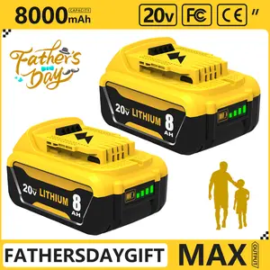 #fathersdaygift 2-Pack 8000mAh Replacement for Dewalt 20V BatteryLithium Compatible with Dewalt 20 Volt Max BatteryDCB/DCD/DCF/DCG Series cordless Power Tools