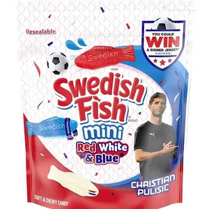 SWEDISH FISH Mini Red, White & Blue Soft & Chewy Gummy Candy, Bulk Candy, 1.8 lb