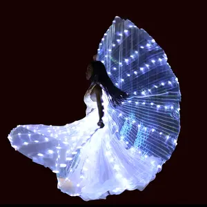 LED Belly Dance Costume Wings - Vibrant Multi-Color Light-Up Party Accessories, Polyester & Spandex, AA Battery Operated (Batteries Not Included) - Ideal for Performances & Nightclubs, Exotic Dancewear