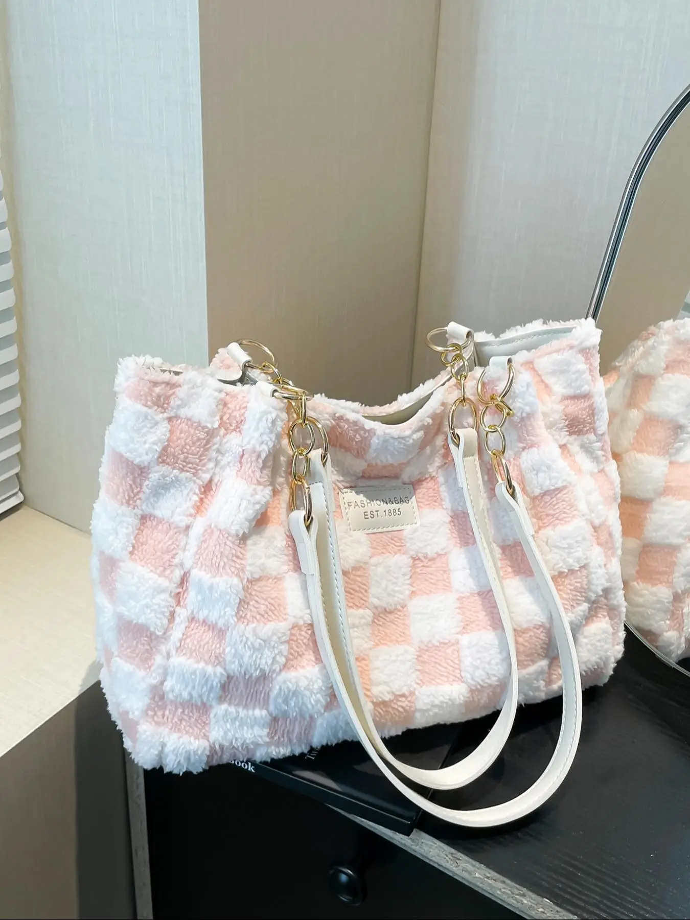 Women's Fashion Plaid Pattern Tote Bag, Large Capacity Shoulder Bag, Casual Versatile Handbag Purse for Daily Used, Casual Commuter Bag