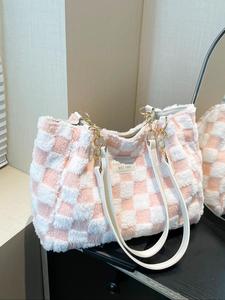 women's fashion plaid pattern tote bag, large capacity shoulder bag, casual versatile handbag purse for daily used, casual commuter bag