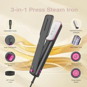 Newbealer 3in1 Clamp Travel Steam Iron with Global Voltage, 100-240V Clothes Steamer, Dry Ironing & 2 Steam Levels