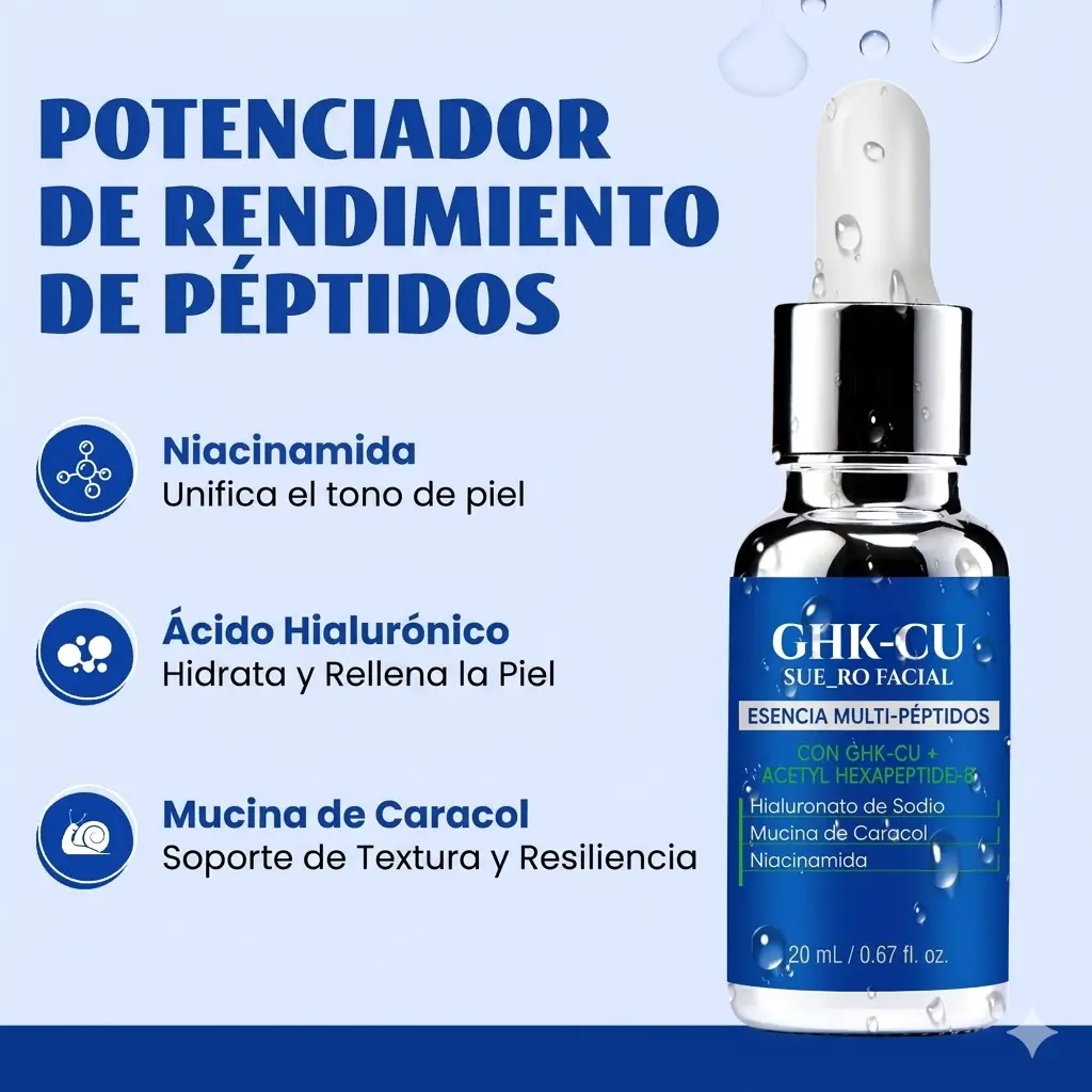 peptido ghk cu GHK-Cu Copper Peptides Serum para el rostro: suero avanzado  anti-envejecimiento con multi-péptido y niacinamida para líneas finas y  elasticidad de la piel con ácido hialurónico