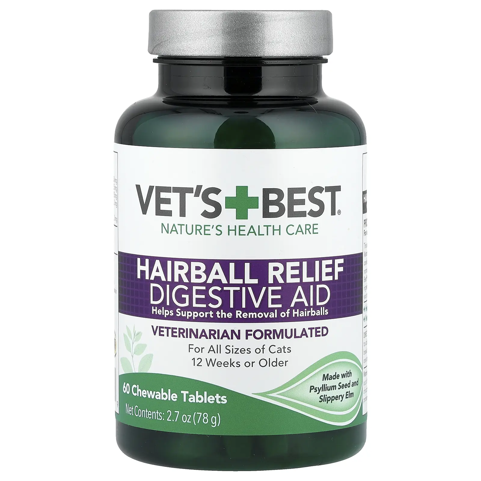 Vet's Best Hairball Relief Digestive Aid, For Cats, 60 Chewable Tablets, 2.7 oz (78 g)