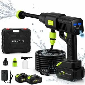 SEEVOLX Touchscreen Adjustable Cordless Pressure Washer, Dual Battery, Upgraded Package, 21V Portable Power Cleaner with Multi-Nozzle Kit for Car, Patio, Garden & Driveway