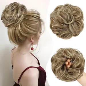 LATIV HAIR Messy Bun Hair Piece Curly Fake Hair Bun Scrunchies Extensions Synthetic Chignon Hair Extensions Hairpieces for Daily Wear