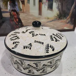 Black w/ White Talavera Tortilla Holder