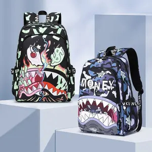 Streetwear Shark Graphic Backpacks for Teens & Students! With Unique Money Print & Graffiti Design, Durable School Bags for Boys/Girls, Cool Daily Use Backpacks. Fashion - Forward School Backpacks Available Online