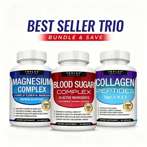 Toplux best seller bundle-Magnesium Complex, Blood Sugar Complex, Collagen Peptides - Best Seller Bundle for overall health
