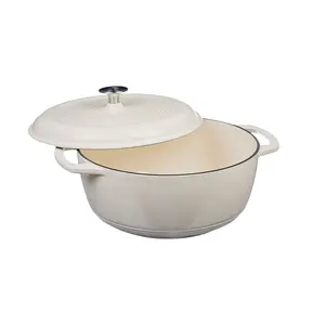 Cinnamon Home 6 Quart Enameled Cast Iron Round Dutch Oven with Lid - Cream - Pots, Cookware - Suitable for All Heat Sources