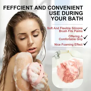 All-in-One Soft Silicone Bath Brush for Women Men & Babies, Boost Circulation Gentle Exfoliator, Travel Must-Have(PINK) Antibacterial Care