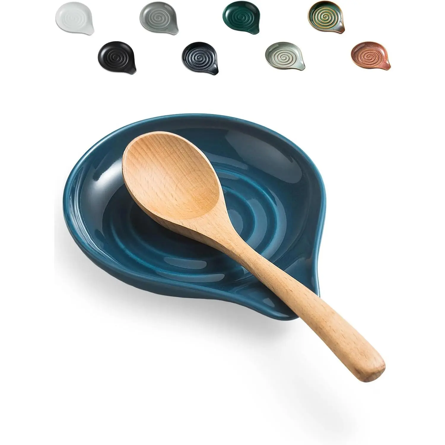 Spoon Rest for Stove Top Cooking Spoon Holder for Kitchen Countertop Large Holder for Spatula, Spoons or Tongs, Farmhouse Decor, Thanksgiving, Blue