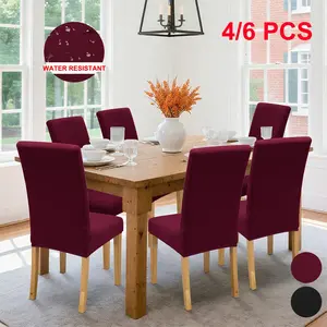 Elastic Fiber Chair Covers, Elastic Fit, Waterproof Spill-Proof Pet-Friendly, Set of 4/6, Home Hotel Party Use, Furniture Protection