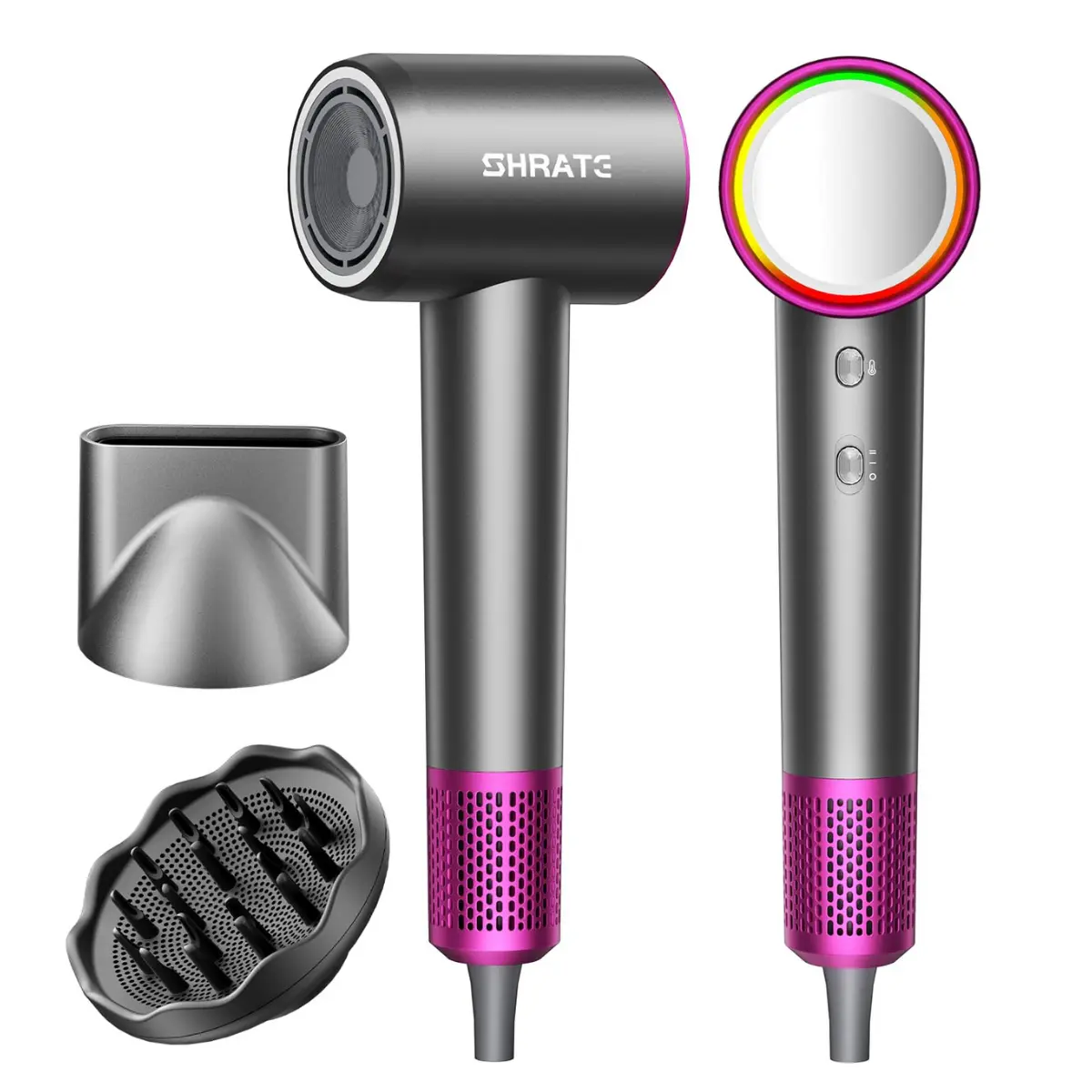 Professional High-Speed Ionic Hair Dryer, 160000 RPM, 500M Negative Ions, Low Noise, Compact Design with Magnetic Diffuser for All Hair Types